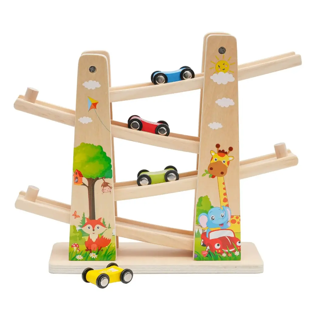Pista de coches de madera